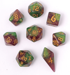 Hymgho Dice: 8 Set Polyhedral Wyrmforged Rollers Rounded Resin Wyvern Venom HY02005